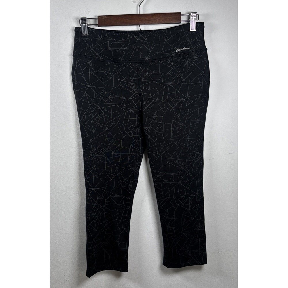 Eddie Bauer Motion Women’s Black Geometric Crop Leggings Athletic Yoga Capri M